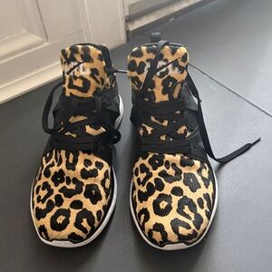 APL LEOPARD PONY HAIR MID TOPS Size 9.5